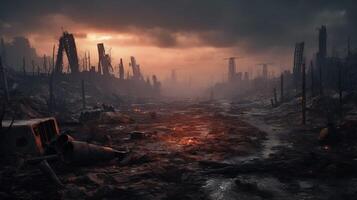 AI generated Post Apocalyptic Wastelands game background photo