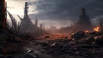 AI generated Post Apocalyptic Wastelands game background photo