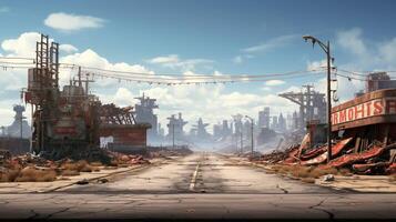 AI generated Post Apocalyptic Wastelands game background photo