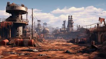 AI generated Post Apocalyptic Wastelands game background photo