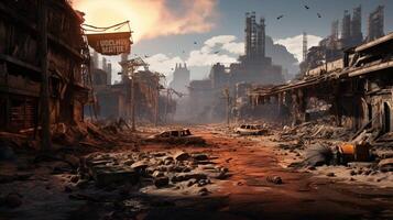 AI generated Post Apocalyptic Wastelands game background photo