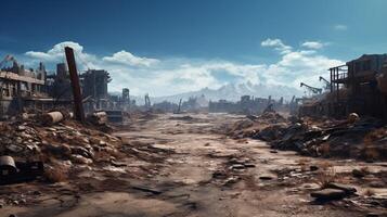 AI generated Post Apocalyptic Wastelands game background photo