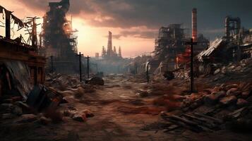 AI generated Post Apocalyptic Wastelands game background photo