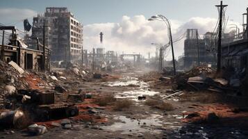 AI generated Post Apocalyptic Wastelands game background photo