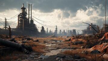 AI generated Post Apocalyptic Wastelands game background photo