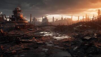 AI generated Post Apocalyptic Wastelands game background photo