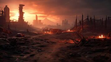 AI generated Post Apocalyptic Wastelands game background photo