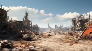 AI generated Post Apocalyptic Wastelands game background photo