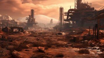 AI generated Post Apocalyptic Wastelands game background photo