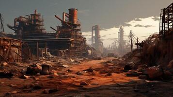 AI generated Post Apocalyptic Wastelands game background photo