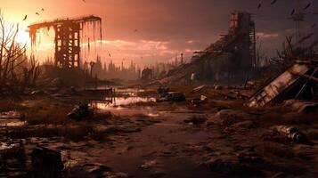 AI generated Post Apocalyptic Wastelands game background photo