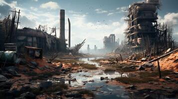 AI generated Post Apocalyptic Wastelands game background photo