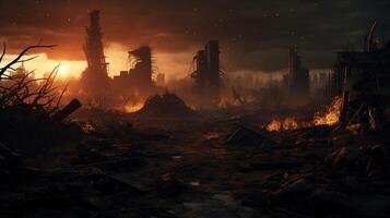 AI generated Post Nuclear Apocalyptic World Gaming Background photo