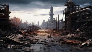 AI generated Post Apocalyptic Wastelands game background photo