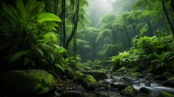 AI generated Rainforest Background photo