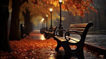 AI generated Rainy Autumn Background photo