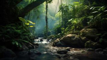 AI generated Rainforest Background photo