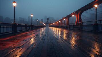 AI generated Rainy Bridge Architecture Background photo