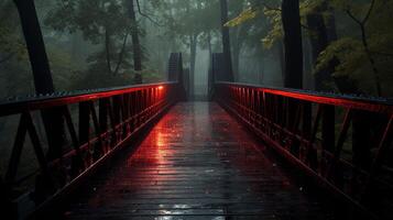 AI generated Rainy Bridge Background photo