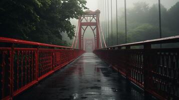 AI generated Rainy Bridge Sightseeing Background photo