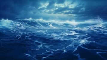 AI generated Rainy Ocean Waves Background photo