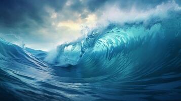 AI generated Rainy Ocean Waves Background photo