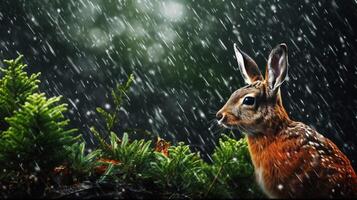 AI generated Rainy Wildlife and Nature Patterns background photo