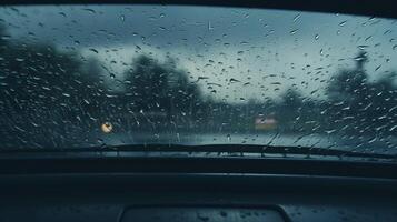 AI generated Rainy Windshield Background photo