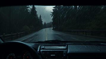 AI generated Rainy Windshield Background photo