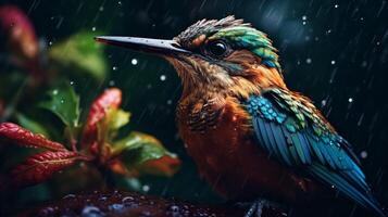 AI generated Rainy Wildlife and Nature Patterns background photo