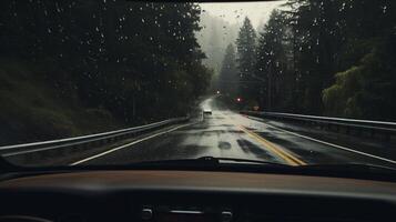 AI generated Rainy Windshield Views Background photo