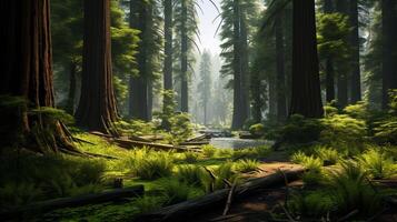 AI generated Redwood Background photo