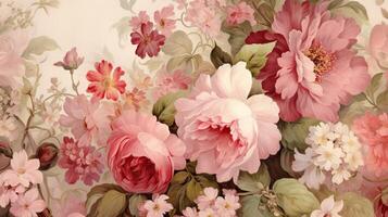 AI generated Renaissance Floral Background photo