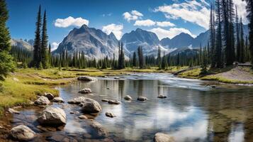 AI generated Rocky Mountain Background photo