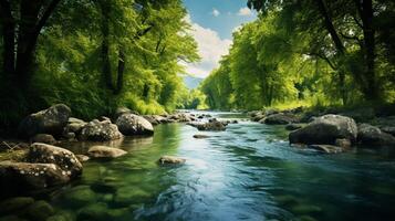AI generated River Nature Background photo