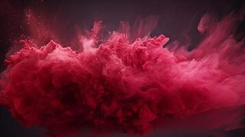 AI generated Ruby color powder splash background photo