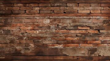 AI generated Rustic Brick with Weathered Appearance Background photo