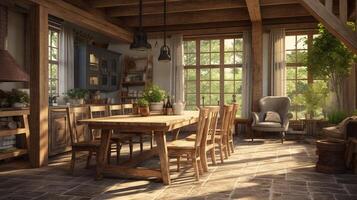 AI generated Rustic Farmhouse interior design photo