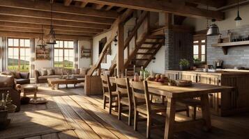 AI generated Rustic Farmhouse interior design photo