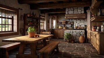 AI generated Rustic Farmhouse interior design photo