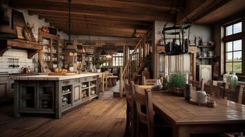 AI generated Rustic Farmhouse interior design photo