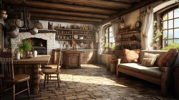 AI generated Rustic Farmhouse interior design photo