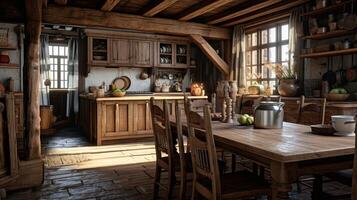 AI generated Rustic Farmhouse interior design photo