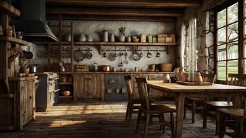 AI generated Rustic Farmhouse interior design photo