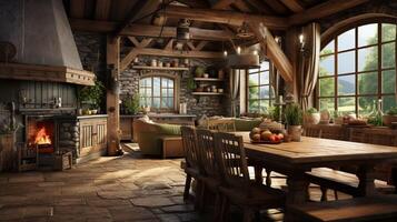 AI generated Rustic Farmhouse interior design photo