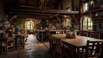 AI generated Rustic Farmhouse interior design photo