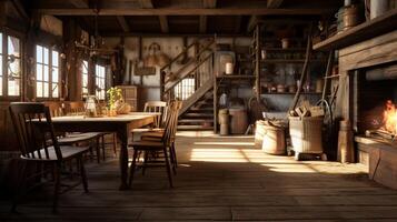 AI generated Rustic Farmhouse interior design photo