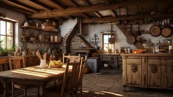 AI generated Rustic Farmhouse interior design photo