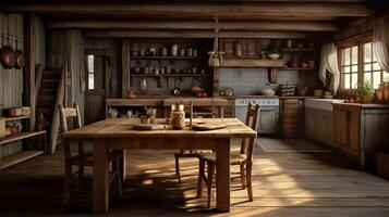 AI generated Rustic Farmhouse interior design photo