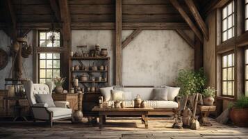 AI generated Rustic Farmhouse interior design photo